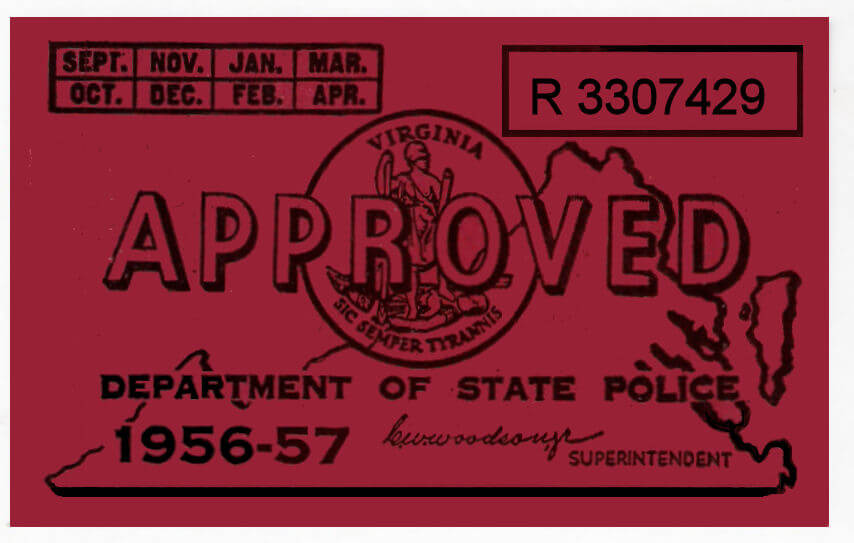 (image for) 1956-57 Virginia INSPECTION sticker